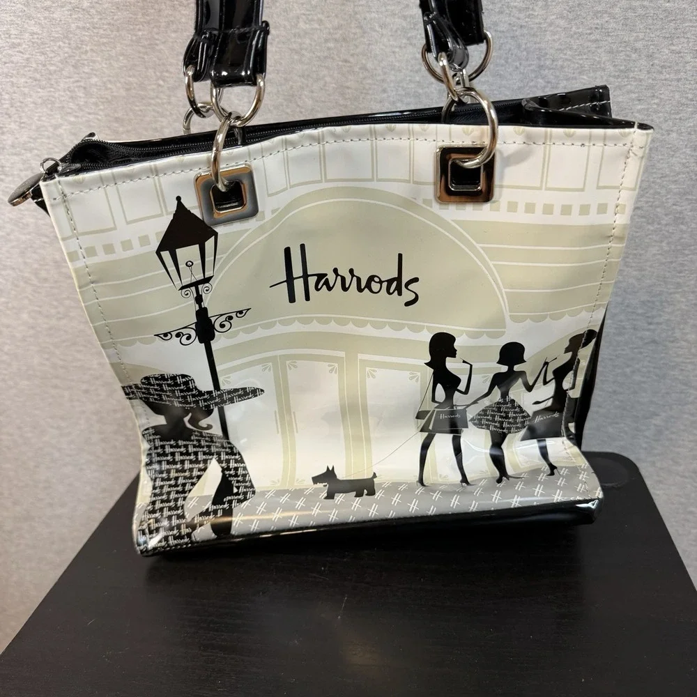 Harrods London PVC Tote Bag Knightsbridge Storefront Silhouette Shopping Purse
